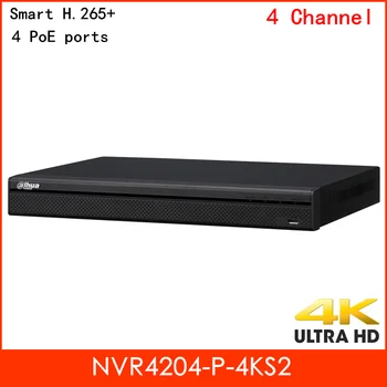 

Dahua 4 Channel NVR Recorder 4K Smart H.265 H.264 Support 4 Ports POE NVR4204-P-4KS2 Network Video Recorder for Security Cameras