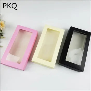 

20pcs 21*11*3.5CM Large Cardboard Paper Box Handmade Soap Packaging Box With PVC Box Wedding Favor Gift Box For Wallet