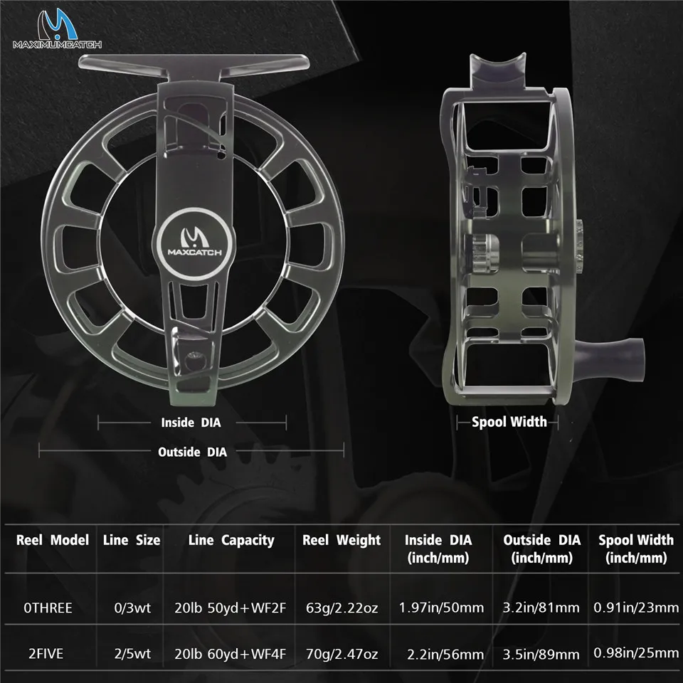 Maximumcatch MINIMA 0/3wt 2/5wt Lightweight Fly Fishing Reel Clicker Drag  System Super Large Arbor Aluminum Fly Reel