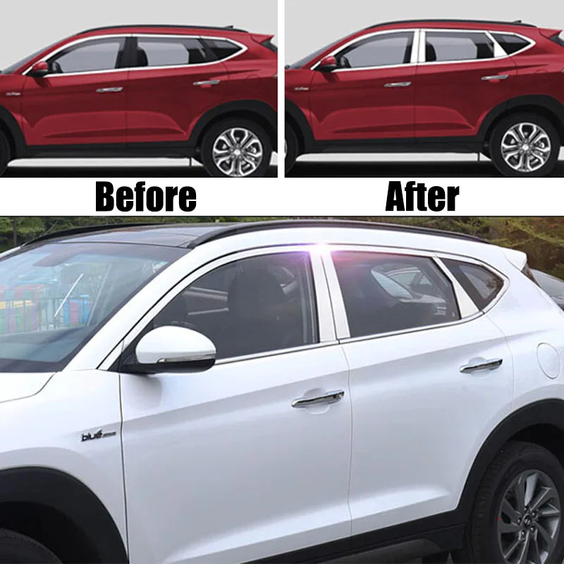 Для hyundai Tucson TL из нержавеющей стали окна столб столбы хромированная отделка крышка молдинг протектор украшения автомобиля стиль