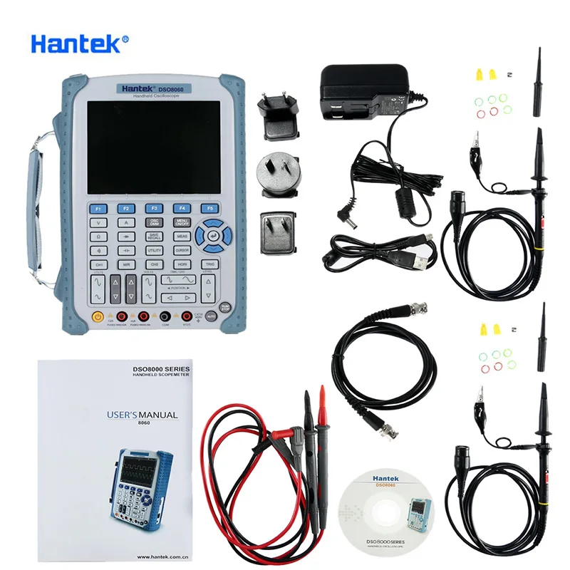 Цифровой ручной осциллограф Hantek DSO8060 5 в 1 60 мгц DMM анализатор спектра счетчик