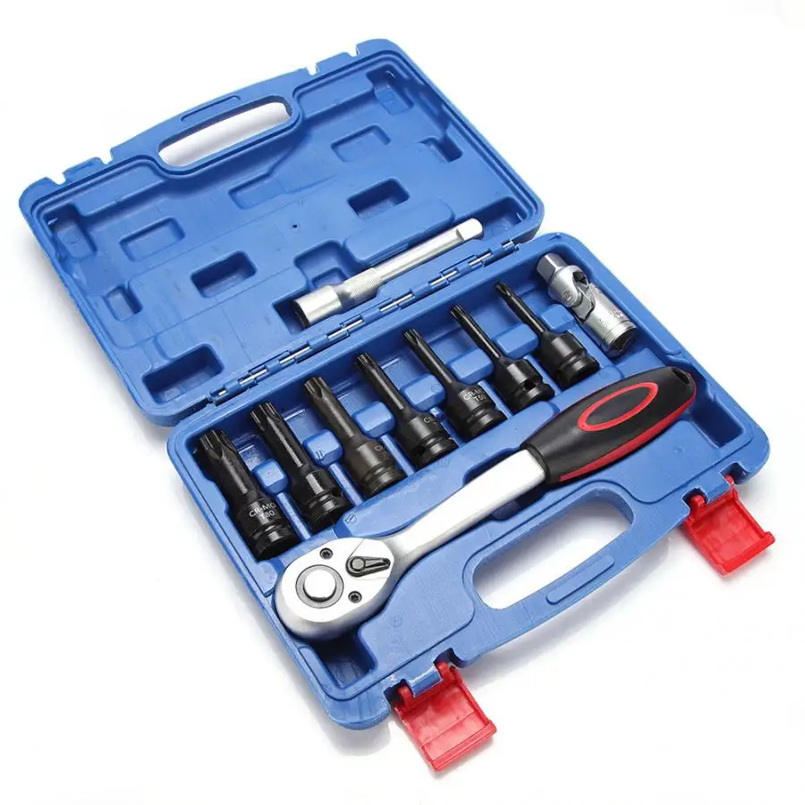 

tornavida 10pcs 1/2" Socket Set Ratchet Wrench Screwdriver Professional Repairing Kit Hand Tool screwdriver bit Tools