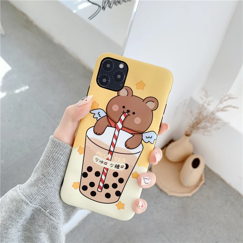 Милый чехол для телефона с рисунком панды и питья для пар, для Iphone 11, promax X Xs Max, чехол для Iphone 7, 8 plus, Xr, задняя крышка