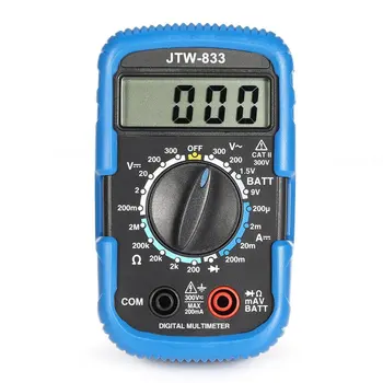 

JTW-833 Handheld Mini Digital Multimeter 1999 Counts AC/DC Volt Amp Ohm Diode Battery Tester Ammeter Voltmeter