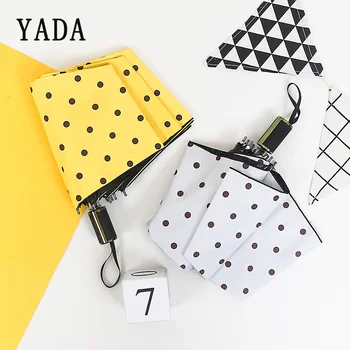 

YADA Fashion Black Wave Umbrella Rain Women uv Charms Folding Umbrella For Womens Windproof Custom Parasol Gifts Umbrellas YS797