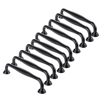 

10Pcs Black Kitchen Cabinet Door Handles Drawer Bedroom Pull Center Distance128mm-Dropship