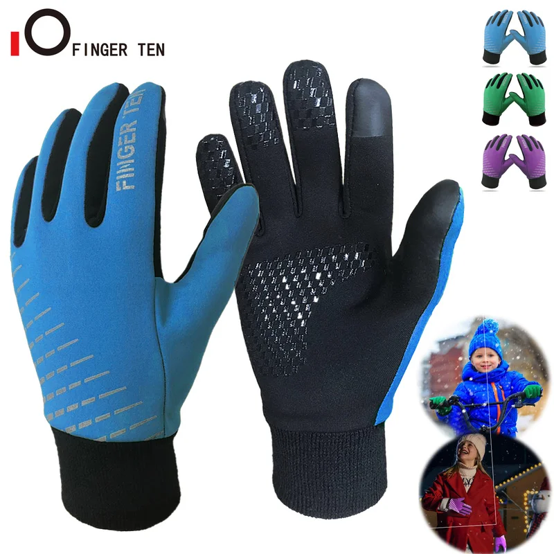 Gloves Running Winter Waterproof for Boys Girls Colors Size M XL Warm Kids Soft New