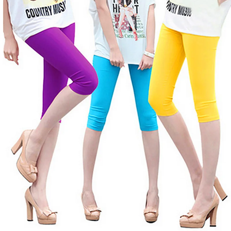 

Comfortable Women Slim Ice Silk Leggings Candy Color Printing High Waist Pencil Pants Sexy Push Up Cool And Breathable Leggings