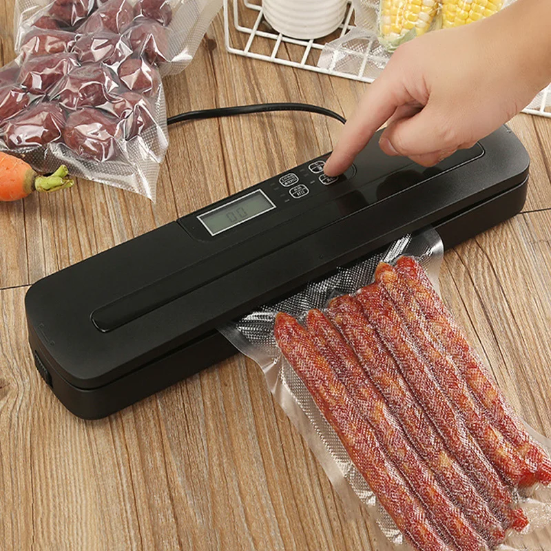Sellador de alimentos al vacío para cocina, máquina automática de envasado comercial de 110-240V, sellador del vacío de la comida del hogar, incluye 10 Uds.