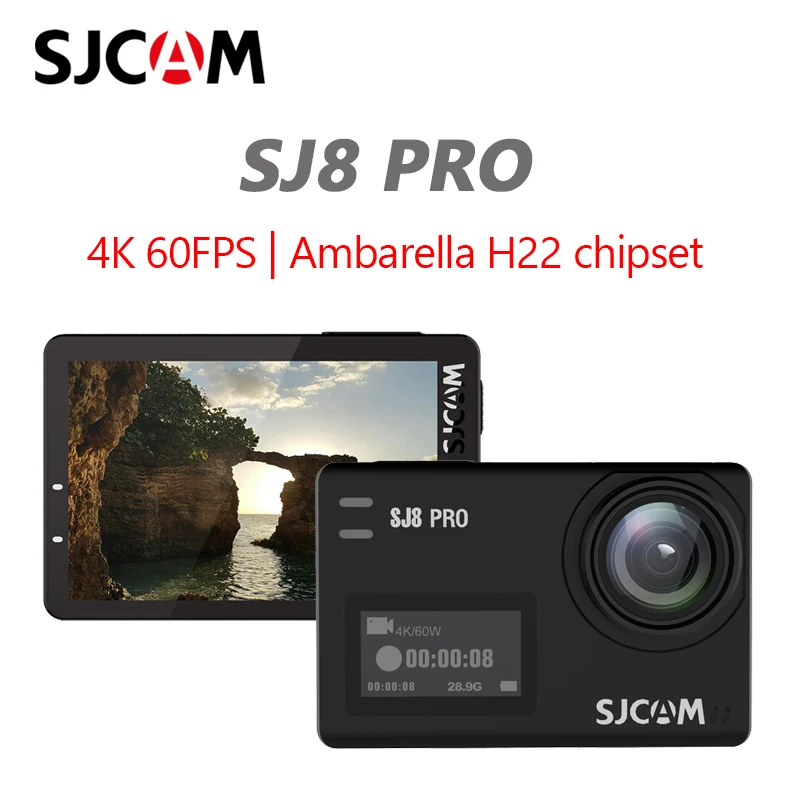 Оригинальная Экшн камера SJCAM SJ8 Pro 4K 60FPS WiFi Удаленная на шлем чипсет Ambarella @ Ultra HD DV