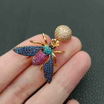 

Cubic Zircon Micro pave bee fixed interlayer clasp clip double connector DIY Jewelry Findings