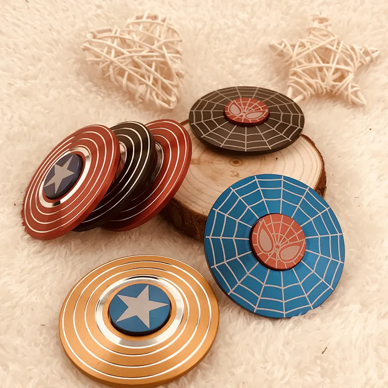 

America Alloy Fidget Spinner Circle Captain Shield Hand Spinner Iron Box CHILDREN'S Toy Gift Wholesale