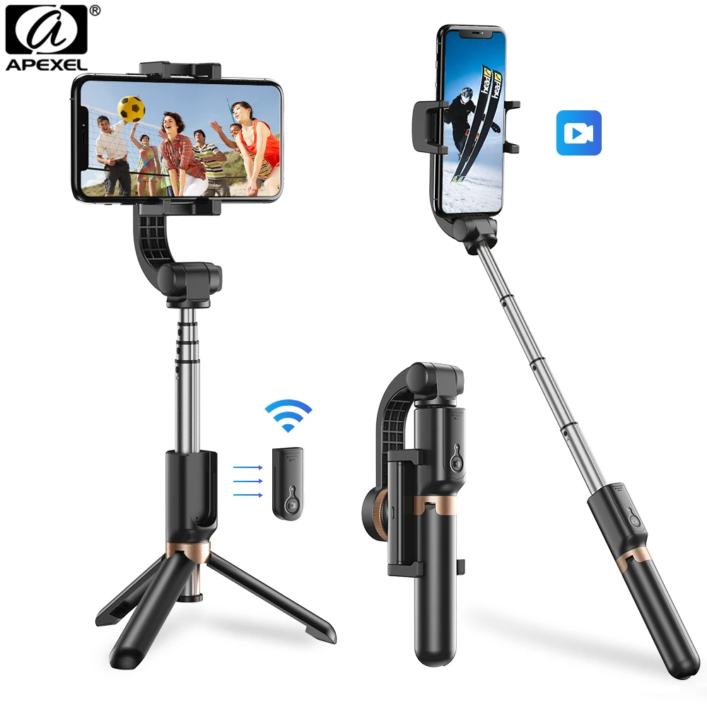 APEXEL Selfie Stick Stabilisator Phone Handheld Stativ Flexible 360 Rotation 3 modi mit fernbedienung für iPhone Samsung PTZ Action Cam