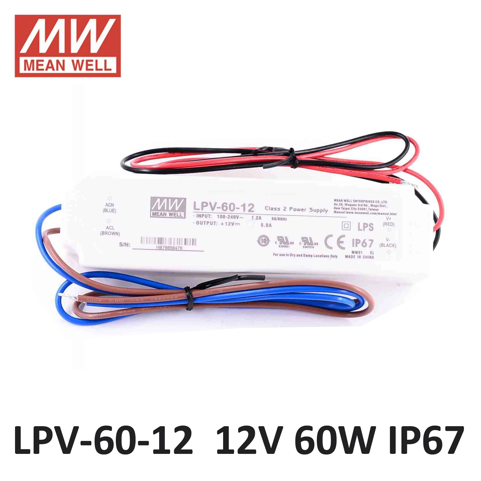 Meanwell waterproof 12V 24V power supply LPV-60W 48V UL PSU 60W 15V 36V 5V LED screen IP67 driver for lighting | Обустройство дома