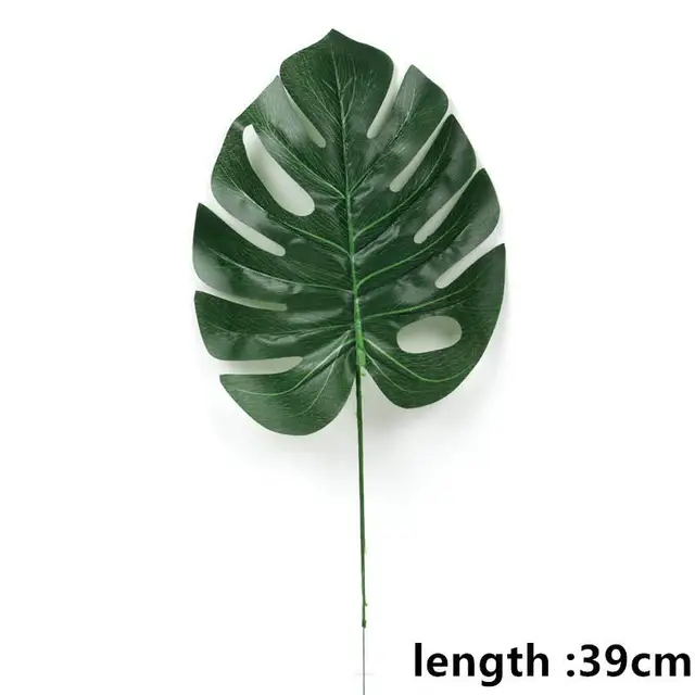 12pcs Artificial Tropical Palm Leaves Hawaiian Party Fake Silk Leaf Luau Party Summer Theme Party Decorations Home Table Decor 12pcs L With Stem