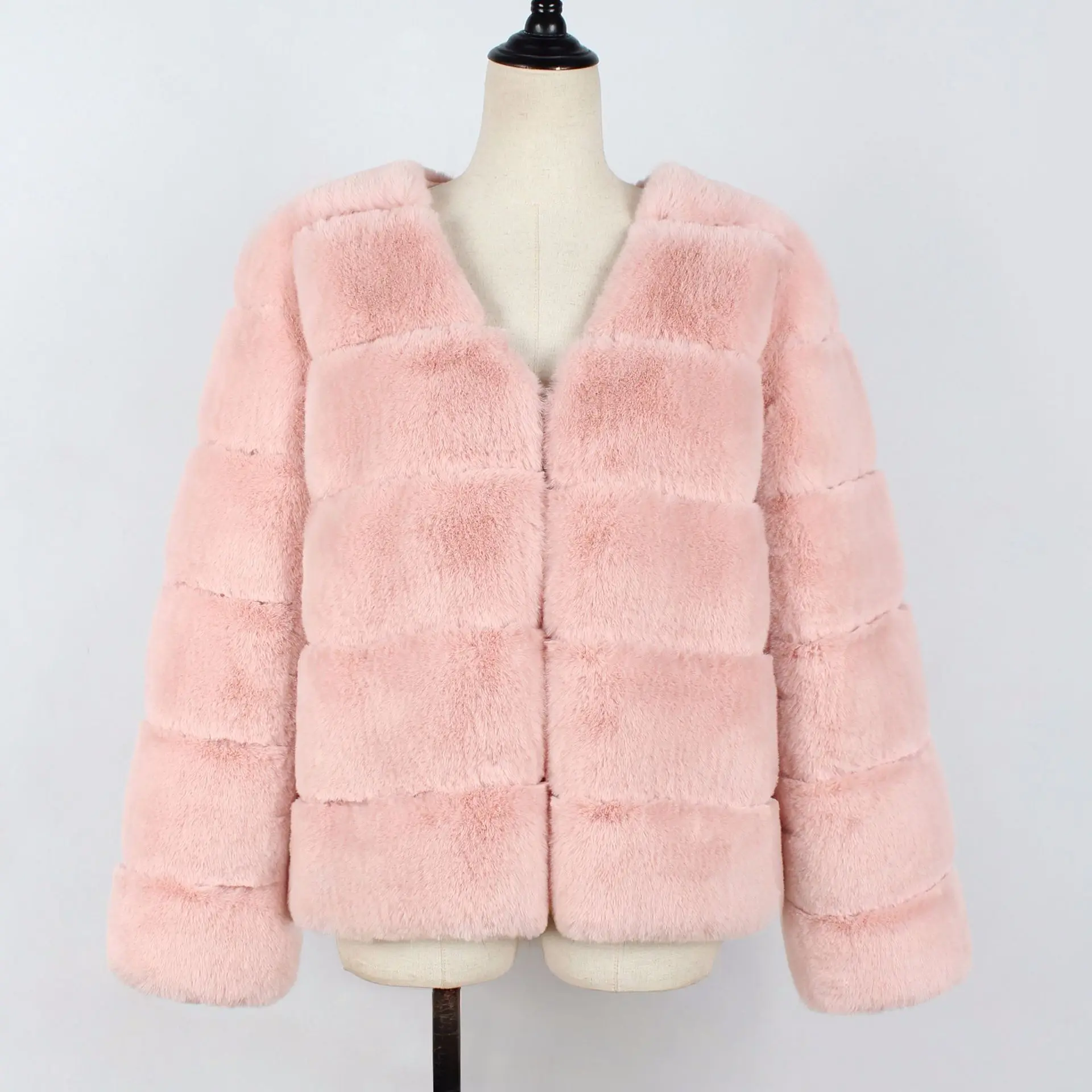 S-3XL норковые женские пальто зимняя модная розовая шуба из искусственного меха элегантная Толстая Теплая Верхняя одежда куртка из искусственного меха горячая распродажа - Цвет: Розовый