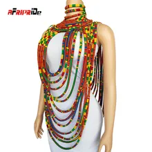 

2020 New Trend Afripride Ankara Multi Strands Necklace African Bold Colorful Long Exotic Jewelry Africa Handmade Necklaces SP001