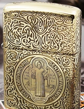 

ZHY brass armor five-sided cross carved Father cross Constantine lighter