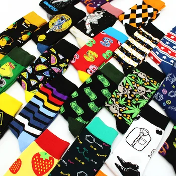 

Spring New Arrived Happy Socks Men Funny Art British Style Streetwear Hip Hop Animals Characters Designer Crew Sock Gift for Men