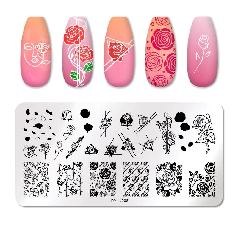 PICT YOU Flowers серия ногтей штамповка пластины цветок кружева дизайн ногтей природные шаблоны для стемпинга DIY Дизайн ногтей трафарет Инструменты - Цвет: PY-J008