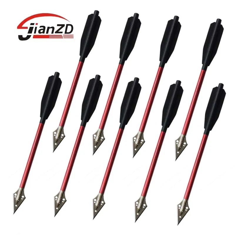 6.25 Inch Aluminum Crossbow Bolts With Broadhead Tips - For 50-80 Lbs Pistol Crossbows, Target Practice & Small Game (12 Pack, Red)