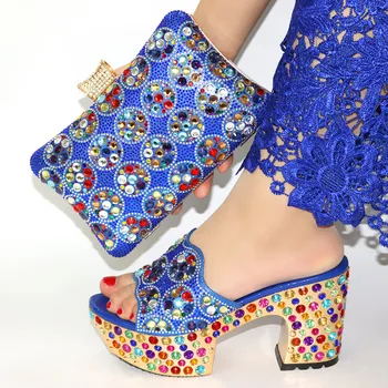 

Italian Party Shoes and Bags To Match With Rhinestones Wedding Shoes Pumps Women with Purse Italian Shoes with Matching Bags T49