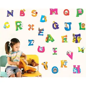 

Removable Creative PVC A-Z Alphabet Animals Wallpapers Mural Children Kid Kindergarten Home Living Room Bedroom Decor