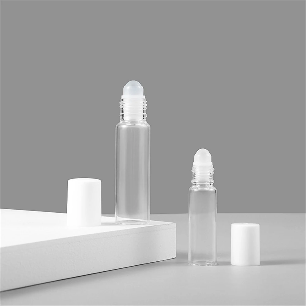 

1pc 5ml/10ml Glass Roller Bottles Empty Clear With Roll On Empty Cosmetic Essential Oil Vial For Traveler With Glass Ball