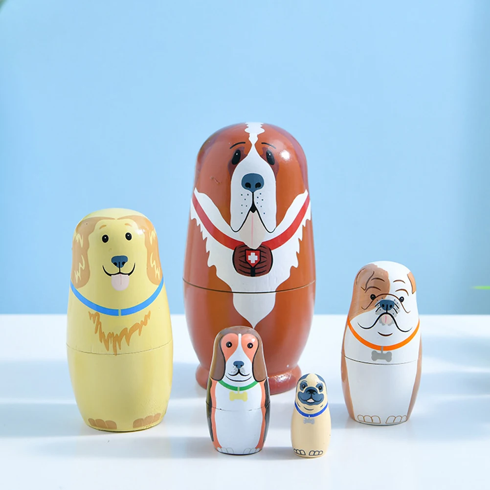 

Набор русских деревянных кукол «сделай сам», прекрасная собака ручной работы, дизайнерские гнездовые куклы, милая кукла для детей, праздничные подарки