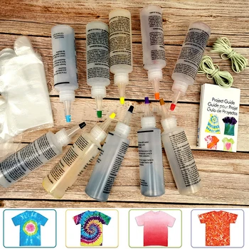 

10 color/set One-Step Single Tie-Dye Kit Cotton Fabric Textile Paint Colours DIY Design Safe Dyes Liquid Colorant Dye Kit