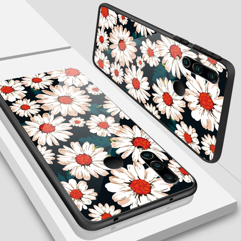 W171 Задняя крышка для huawei Enjoy 9s чехол из закаленного стекла Mate20 Lite Pro Nova 2 3i 4 P Smart+ P20 P30 Honor Play Painted цветение Fundas - Цвет: W171