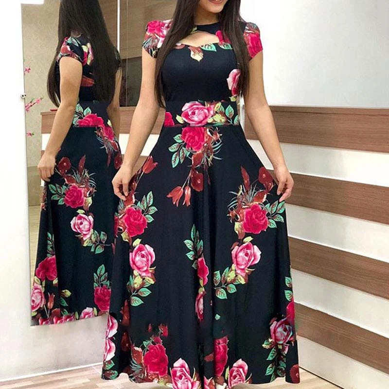 Vestido largo de fiesta con flores para verano, traje largo hasta el bohemio, 2021|Vestidos| - AliExpress