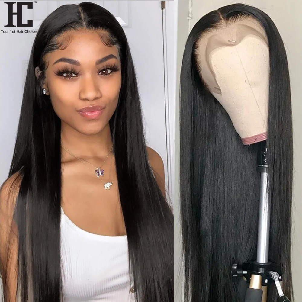 Hot Sale Products! Brazilian Straight 13x4 HD transparent Lace Front Wig Pre Plucked Remy Human Hair Wigs For Women 150% Density Lace Front Wig