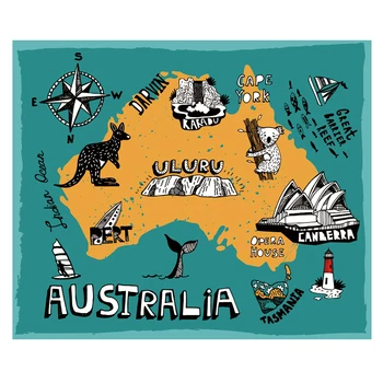 

1 pcs 80x66cm European style decorative painting Australian travel mark illustration office wall painting fabric