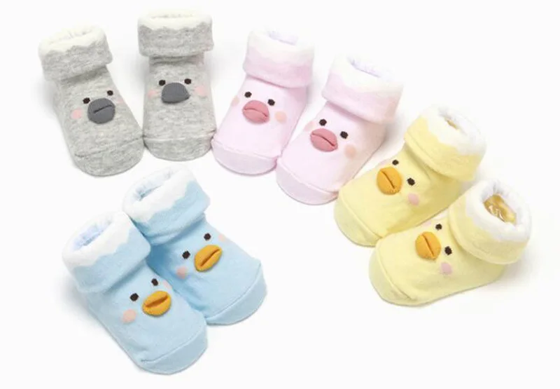 New cotton baby toddler socks 0-9 months cartoon little yellow duck baby socks non-slip foot socks