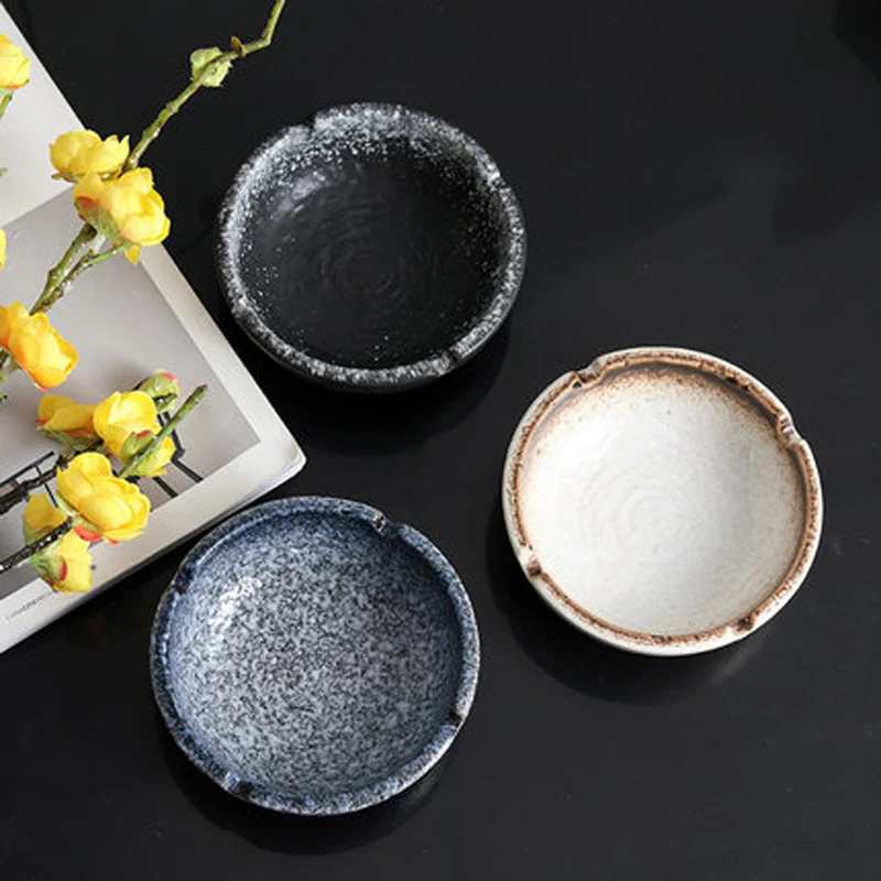 Ceramic Retro Ashtrays for Smokers, Home Desk Accessories, Ash Tray for Indoor and Outdoor, Bar Decor, Retro Gifts