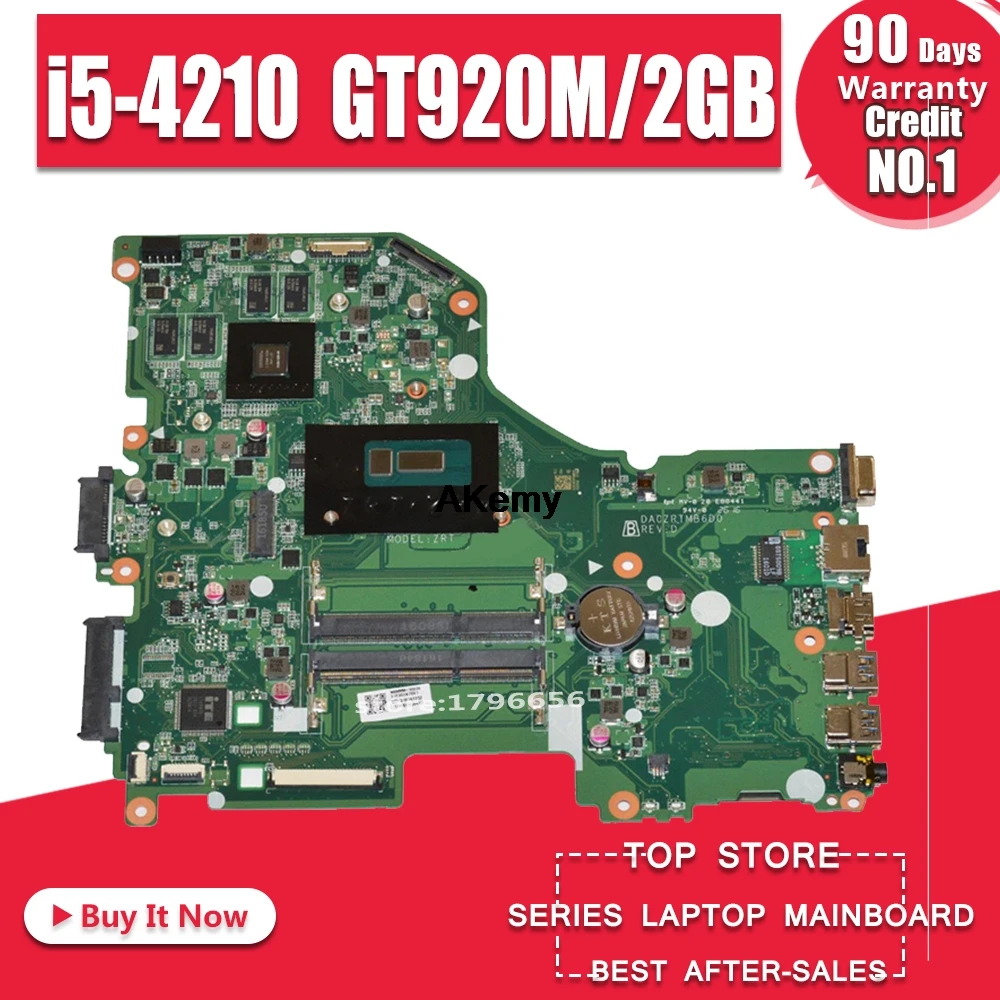 

DA0ZRTMB6D0 motherboard for ACER E5-573 E5-573G notebook motherboard CPU i5 4210U GT920M 2G DDR3 100% test work