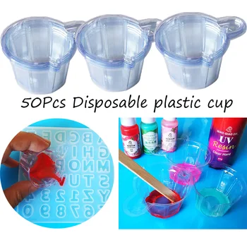 

50Pcs DIY 40 ML Plastic Disposable Cups Dispenser Epoxy Resin Glue Cup Jewelry Making Tool Equipments Accessories Durable