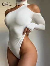 

DFLlifes Off Shoulder Women's Bodysuits Long Sleeve Solid Slim Fashion Woman Tops Sexy Club Woman Clothes Spring Bodysuit 2022