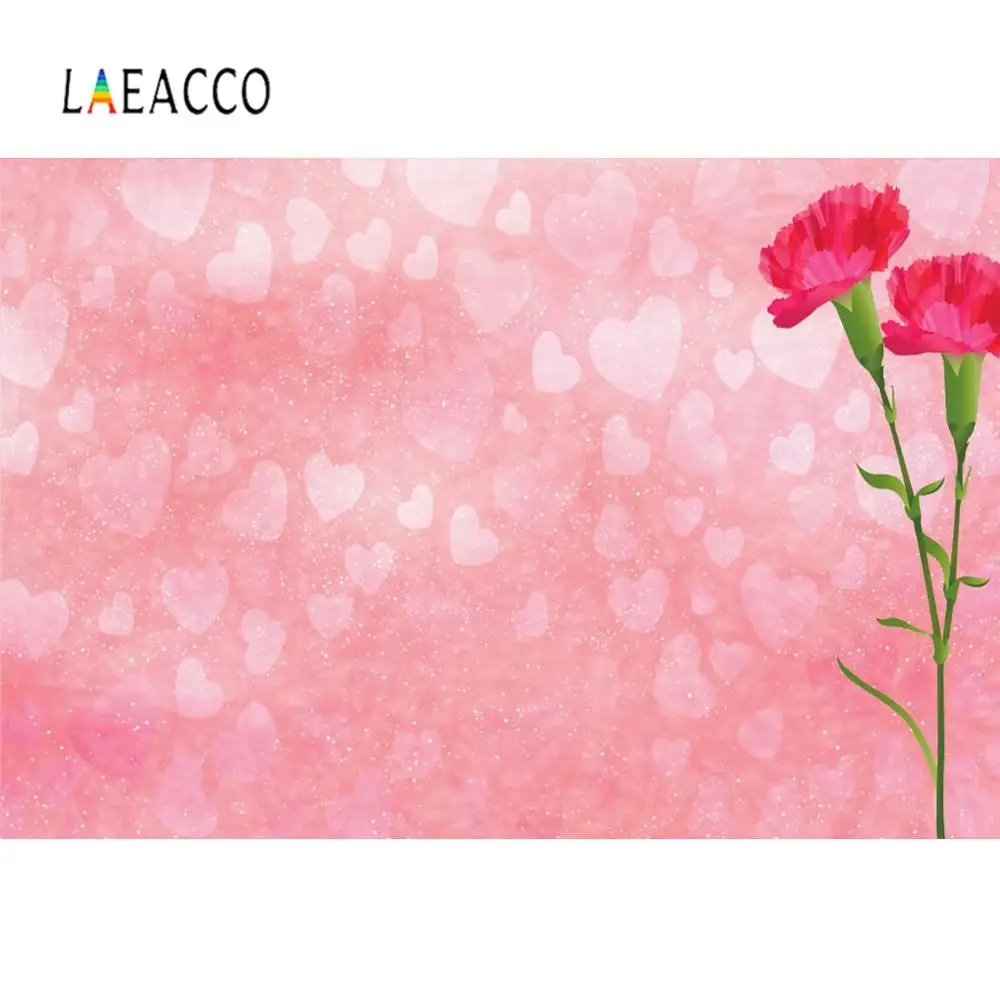 Laeacco ピンクの背景愛ハート水玉カーネーションの花ロマンチックな愛の肖像写真の背景 Photocall 背景 Aliexpress