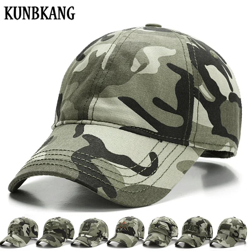 Хлопковая камуфляжная бейсболка KUNBKANG для мужчин Снэпбэк кепки Повседневная