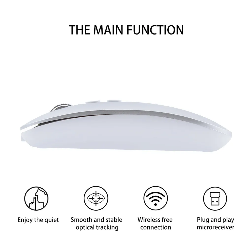 Продуктов перезаряжаемая 2,4G беспроводная мышь металлическая Бесшумная оптическая мышь для Носимых устройств