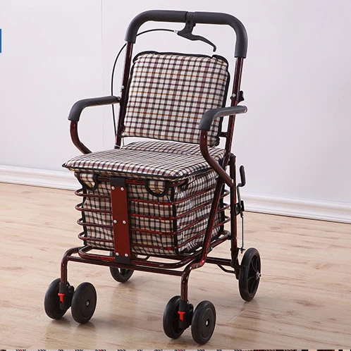 Handcart Household Folding Vegetable Car Handling Rod Car Luggage Trolley Portable Shopping Car Tow