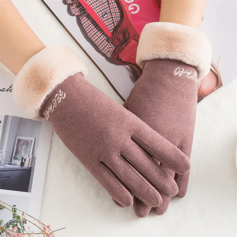 YRRETY, зимние, новые, элегантные, высококачественные, шерстяные, тканевые, женские перчатки, на запястье, перчатки с кнопками, уплотненные, сохраняющие тепло, женские, модные перчатки - Цвет: N909 Bean paste G153