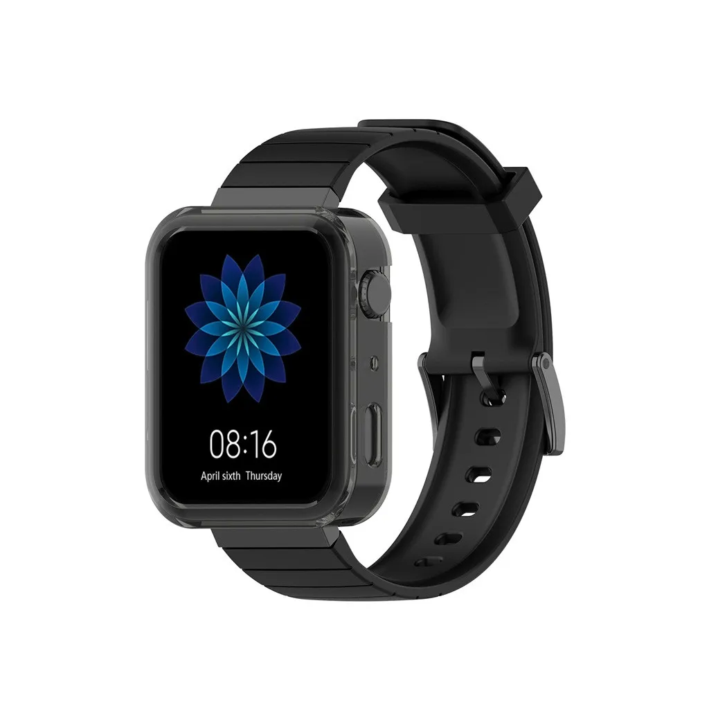 Black Защитный чехол с покрытием для Xiao mi, Смарт-часы для mi Watch, браслет, чехол, полное покрытие, защитный ремешок для часов, аксессуары - Цвет: Black