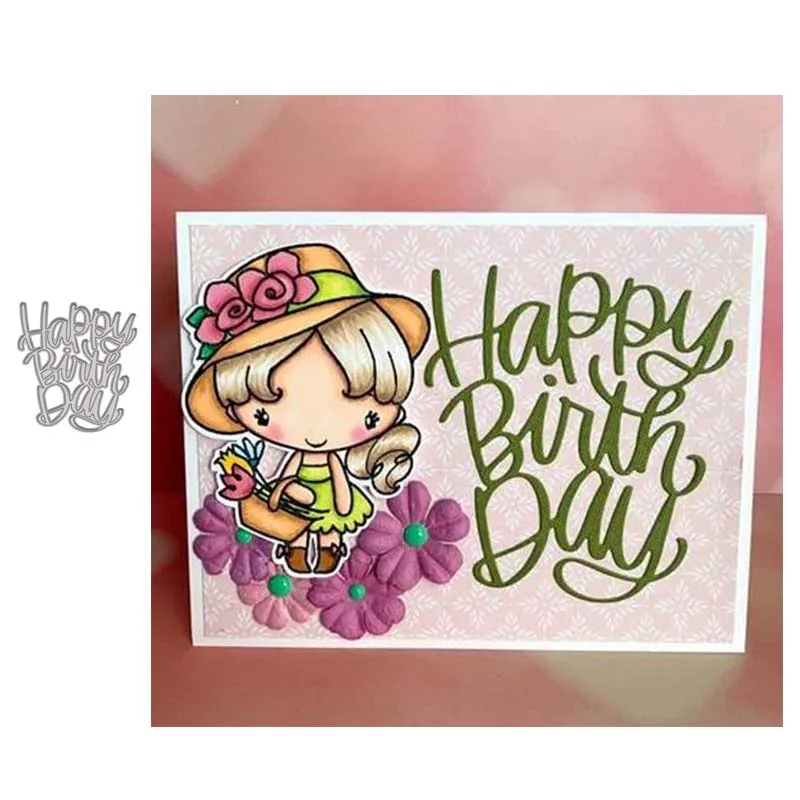 Металлические Вырубные штампы с надписью Happy Birthday фон для скрапбукинга рукоделие
