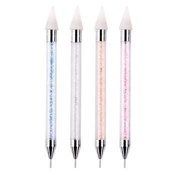 

4 Pieces Dual-Ended Rhinestone Picker Dotting Pen Rhinestone Gems Crystals Picker Pen Wax Pencil Pen Handle Manicure Nail Art DI