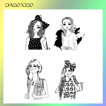 

DABOXIBO Young Beautiful Girl Clear Stamps For DIY Scrapbooking/Card Making/Photo Album Silicone Decorative Crafts 13x13