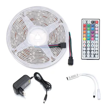 

US/EU Plug 5050 Led Strip DC 12 V RGB Flexible Tape Led Ribbon Led Strip Light With IR Remote For Home kitchen Christmas Party