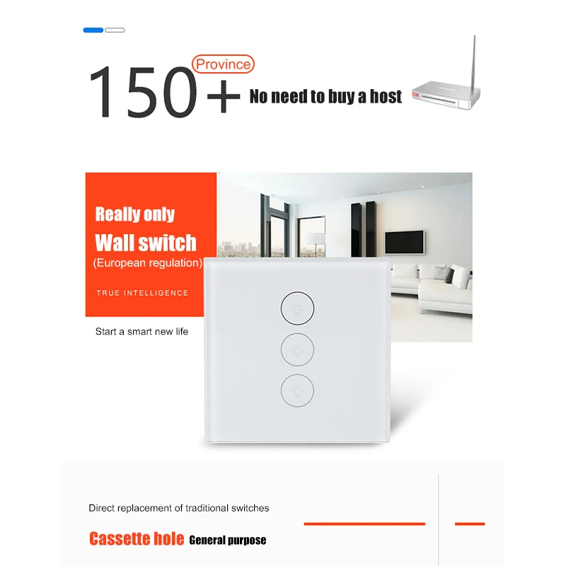 

Design Two Types WiFi Smart Switch Wall Light Remote Control Touch Control Practical Universal UK&EU Standard 86 Smart Switch